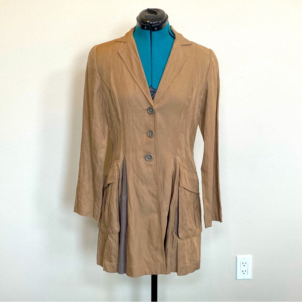 CAbi Dark Tan Trench Coat w/Deep Pockets Size S